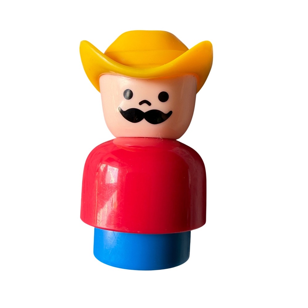 Fisher Price Little People Vintage Cowboy Figure Yellow Hat Mustache Replacement